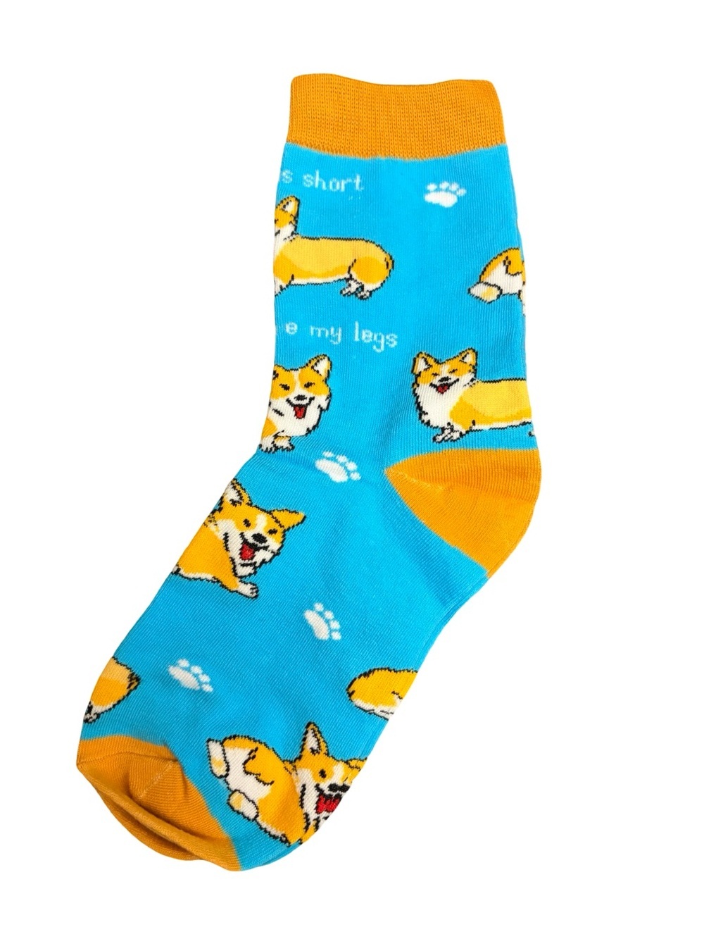 Blue Orange Corgi Novelty Socks Womens Size 5-8